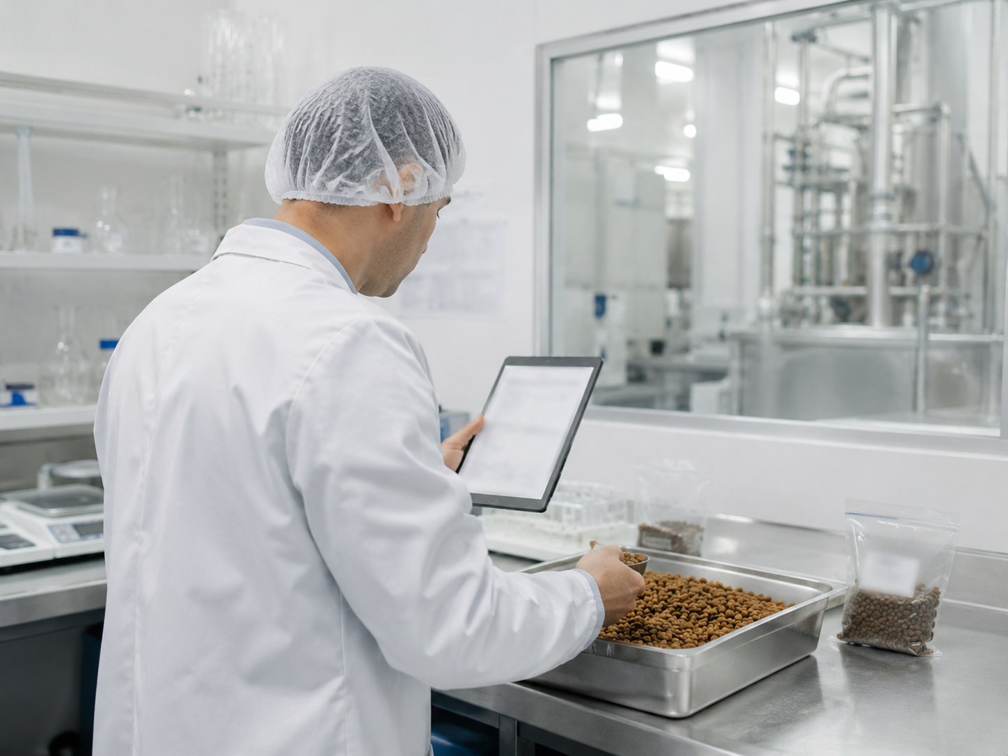 Échantillons de matières premières et fiche de formulation